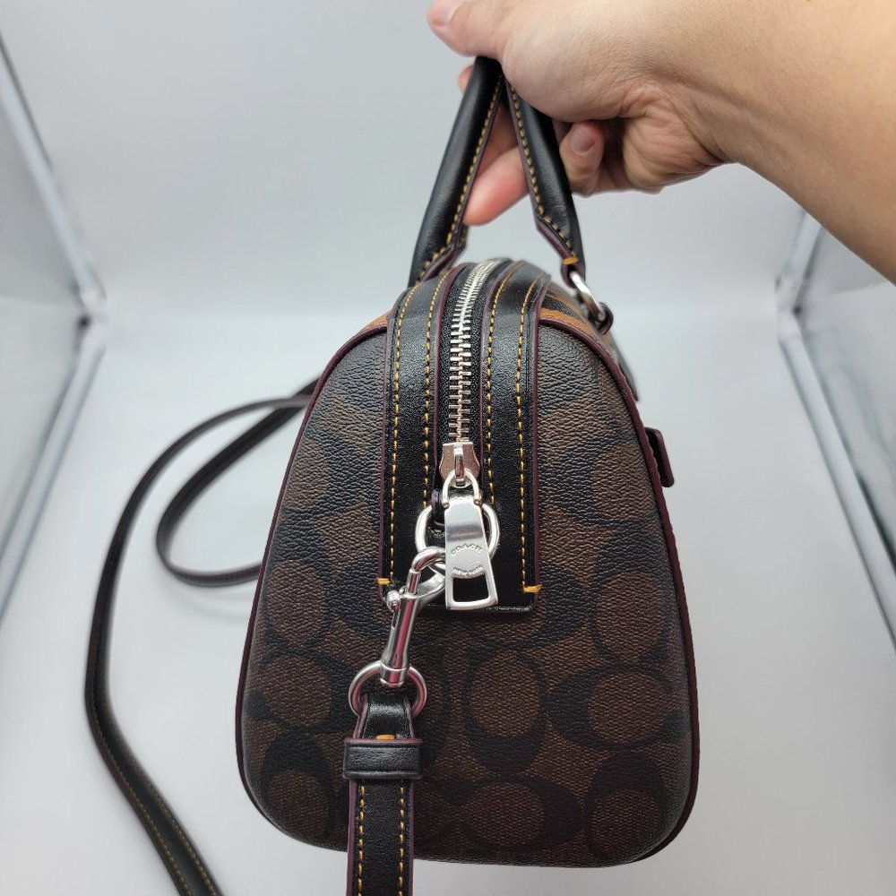 Coach Rowan Satchel in Signature Canvas Leopard Print CC758 Light Saddle Multi - Picture 4 of 10